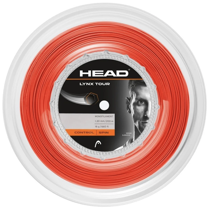HEAD Lynx Tour 1,30 mm oranžový polyesterový tenisový výplet – kontrola a rotácia